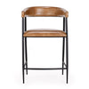 Prst 26 Inch Counter Stool Chair Curved Caramel Real Leather Black Iron By Casagear Home BM315456