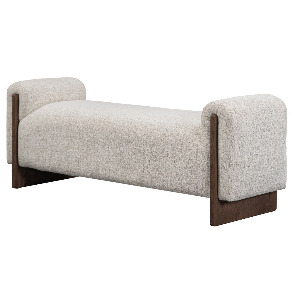 Sira 60 Inch Wide Bench Beige Polyester Upholstery Solid Ash Wood By Casagear Home BM315460