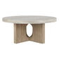 Tab 42 Inch Coffee Table White Round Top Tripod Base Concrete Pine Wood By Casagear Home BM315461