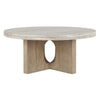 Tab 42 Inch Coffee Table White Round Top Tripod Base Concrete Pine Wood By Casagear Home BM315461