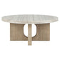 Tab 42 Inch Coffee Table White Round Top Tripod Base Concrete Pine Wood By Casagear Home BM315461