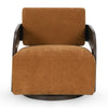 Cae 30 Inch Swivel Accent Chair Padded Amber Polyester Solid Ash Wood By Casagear Home BM315463