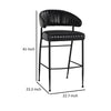 Bri 30 Inch Barstool Chair Curved Padded Tufted Black Leather Iron By Casagear Home BM315465