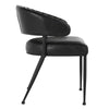 Bri 23 Inch Dining Chair Curved Padded Tufted Black Leather Iron By Casagear Home BM315467