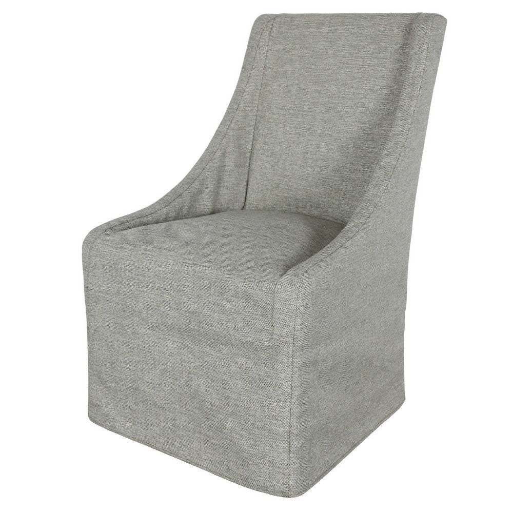 Wry 23 Inch Rolling Dining Chair with Castors Cushioned Gray Polyester By Casagear Home BM315468