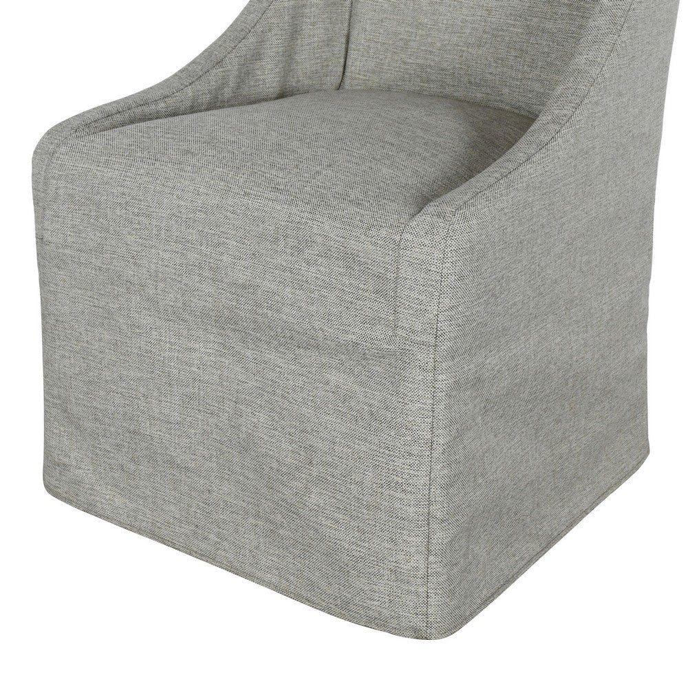 Wry 23 Inch Rolling Dining Chair with Castors Cushioned Gray Polyester By Casagear Home BM315468