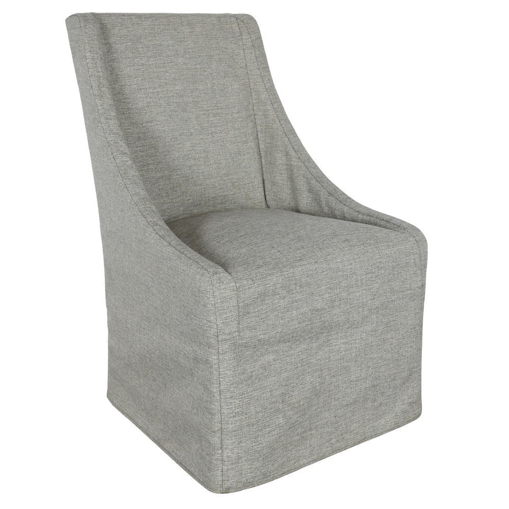 Wry 23 Inch Rolling Dining Chair with Castors Cushioned Gray Polyester By Casagear Home BM315468