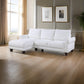 Ele 96 Inch Wide Sectional Sofa with Left Facing Chaise, White Sherpa, Wood By Casagear Home