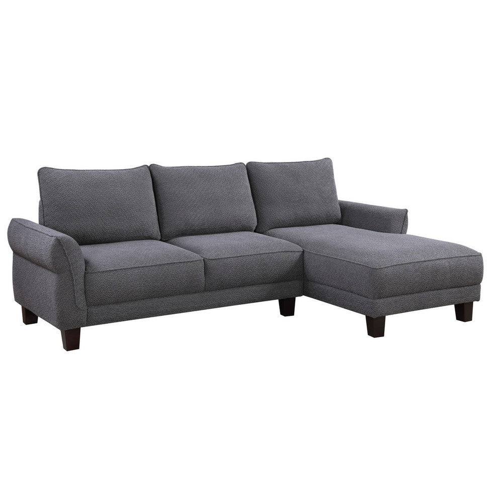 Ele 96 Inch Wide Sectional Sofa with Left Facing Chaise Gray Sherpa Wood By Casagear Home BM315472