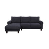 Ele 96 Inch Wide Sectional Sofa with Left Facing Chaise Black Sherpa Wood By Casagear Home BM315473