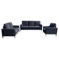 Jake 3 Piece Sofa Loveseat and Chair Living Room Set Black Chenille By Casagear Home BM315474