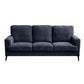 Jake 3 Piece Sofa Loveseat and Chair Living Room Set Black Chenille By Casagear Home BM315474