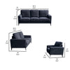 Jake 3 Piece Sofa Loveseat and Chair Living Room Set Black Chenille By Casagear Home BM315474