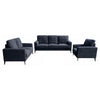 Jake 3 Piece Sofa, Loveseat, and Chair Living Room Set, Black Chenille By Casagear Home