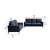 Jake 2 Piece Sofa and Loveseat Living Room Set Black Chenille Metal Legs By Casagear Home BM315476