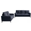 Jake 2 Piece Sofa and Loveseat Living Room Set Black Chenille Metal Legs By Casagear Home BM315476