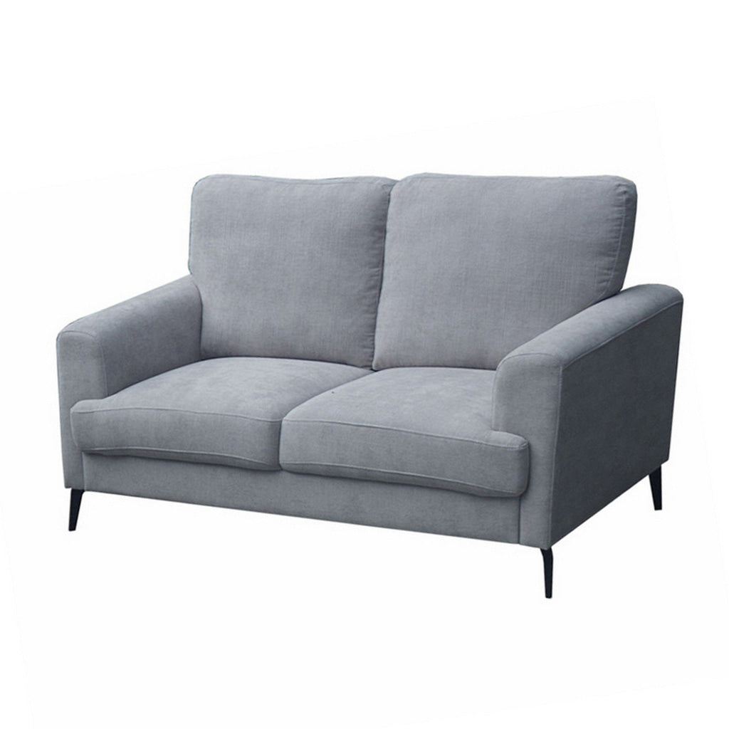 Jake 2 Piece Sofa and Loveseat Living Room Set Gray Chenille Metal Legs By Casagear Home BM315477