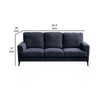 Jake 85 Inch Sofa Black Chenille and Plush Foam Cushions Metal Legs By Casagear Home BM315478