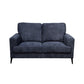 Jake 61 Inch Loveseat Black Chenille and Plush Foam Cushions Metal Legs By Casagear Home BM315480