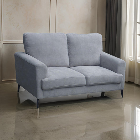 Jake 61 Inch Loveseat Gray Chenille and Plush Foam Cushions Metal Legs By Casagear Home BM315481