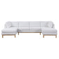 Hle 124 Inch Wide Sectional Sofa Double Chaise U Shape White Sherpa Wood By Casagear Home BM315484