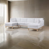 Hle 124 Inch Wide Sectional Sofa Double Chaise U Shape White Sherpa Wood By Casagear Home BM315484