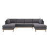 Hle 124 Inch Wide Sectional Sofa Double Chaise U Shape Gray Sherpa Wood By Casagear Home BM315485