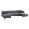 Hle 124 Inch Wide Sectional Sofa Double Chaise U Shape Gray Sherpa Wood By Casagear Home BM315485