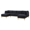 Hle 124 Inch Wide Sectional Sofa Double Chaise U Shape Black Sherpa Wood By Casagear Home BM315486