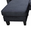 Dennis 73 Inch Reversible Sectional Sofa Chaise Black Velvet Solid Wood By Casagear Home BM315491