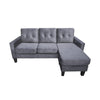 Dennis 73 Inch Reversible Sectional Sofa Chaise, Gray Velvet, Solid Wood By Casagear Home