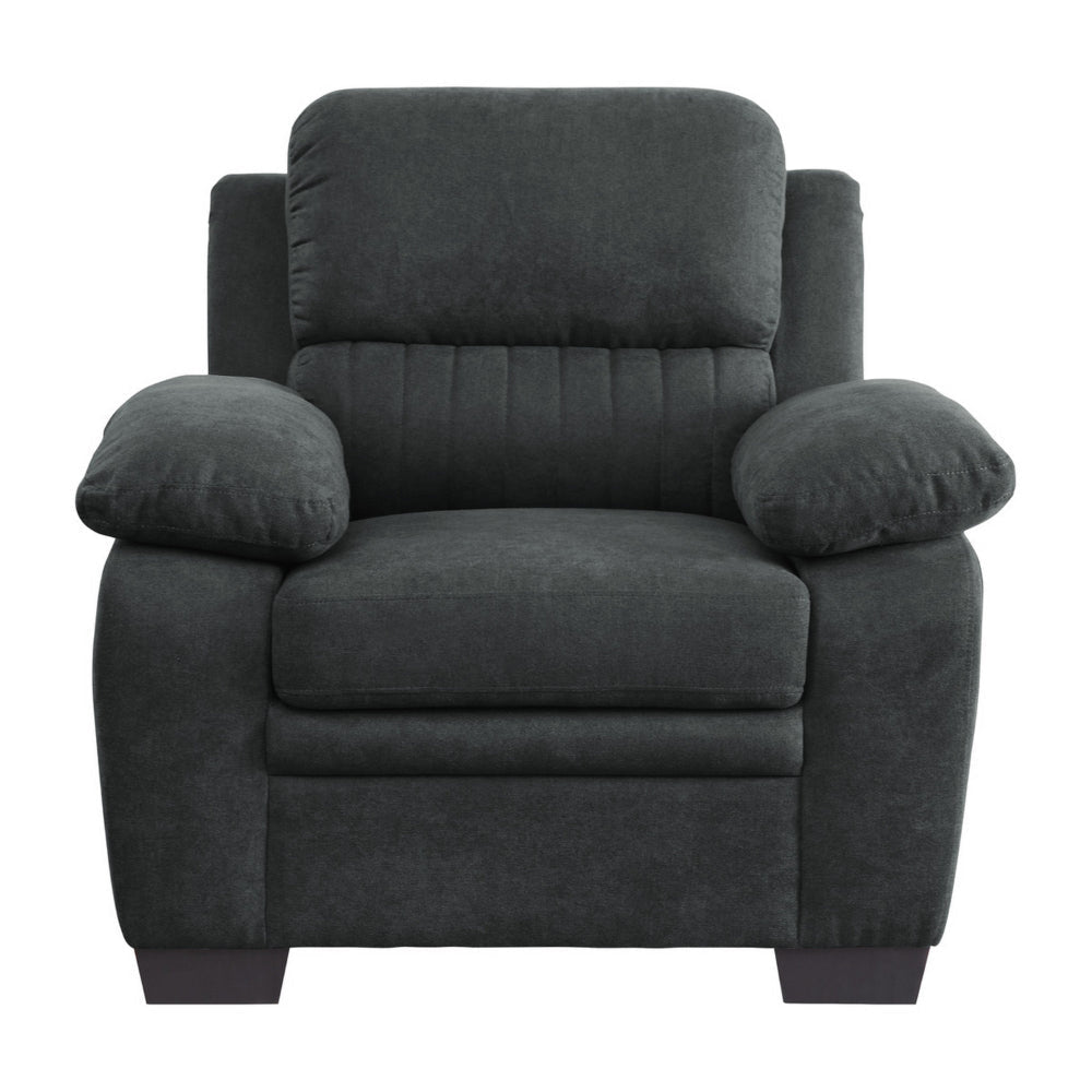 Hugh 36 Inch Accent Chair Dark Gray Polyester Foam Cushioned Solid Wood By Casagear Home BM315493