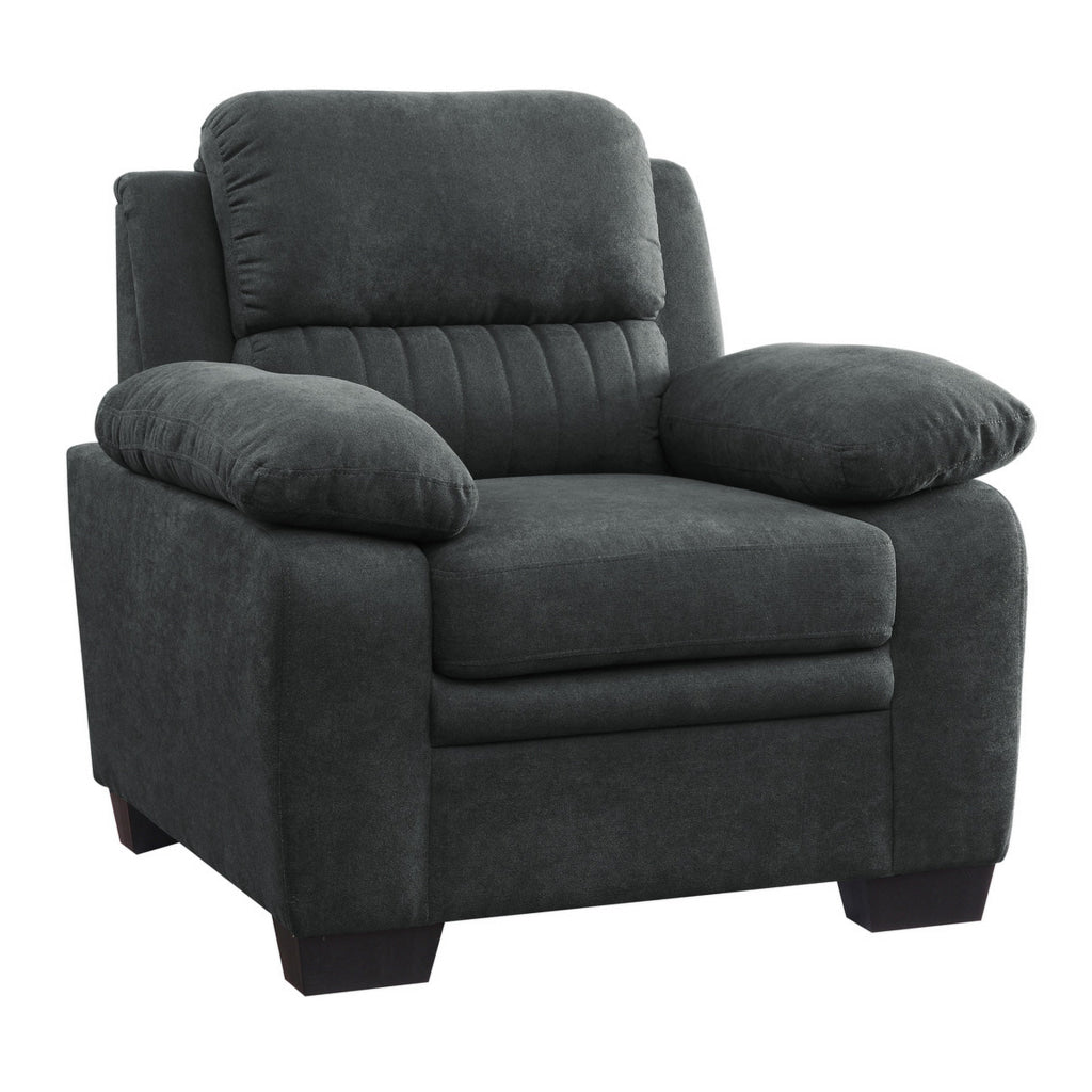 Hugh 36 Inch Accent Chair Dark Gray Polyester Foam Cushioned Solid Wood By Casagear Home BM315493