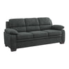 Hugh 80 Inch Sofa, Dark Gray Polyester, Soft Foam Cushioned, Solid Wood By Casagear Home