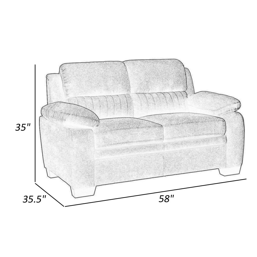 Hugh 58 Inch Loveseat Gray Polyester Soft Foam Cushioned Solid Wood By Casagear Home BM315496