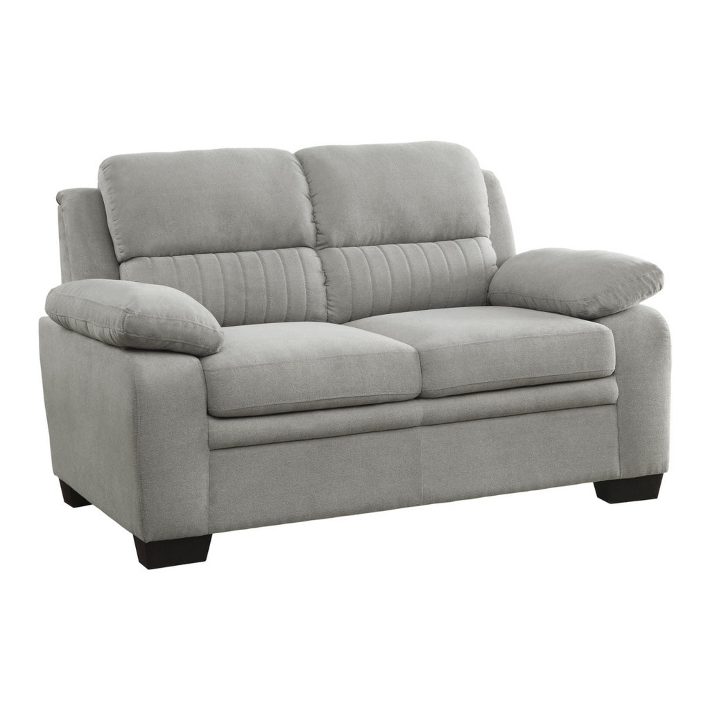 Hugh 58 Inch Loveseat Gray Polyester Soft Foam Cushioned Solid Wood By Casagear Home BM315496