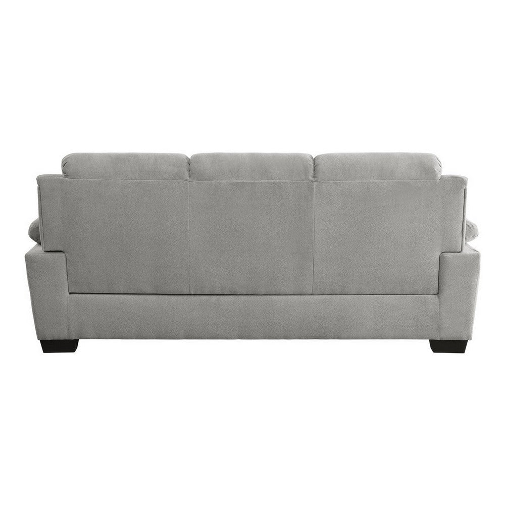 Hugh 80 Inch Sofa Gray Polyester Soft Foam Cushioned Solid Wood Frame By Casagear Home BM315497