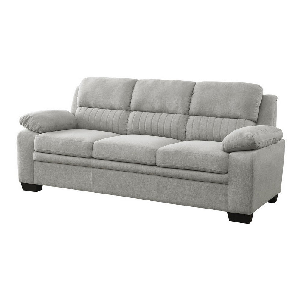 Hugh 80 Inch Sofa Gray Polyester Soft Foam Cushioned Solid Wood Frame By Casagear Home BM315497