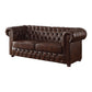 Ivey 83 Inch Sofa Rolled Arms Chesterfield Tufted Brown Faux Leather By Casagear Home BM315498