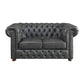 Ivey 67 Inch Loveseat Gray Faux Leather Tufted Chesterfield Solid Wood By Casagear Home BM315500