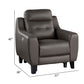 Sony 38 Inch Power Reclining Chair Grayish Brown Leather Solid Wood By Casagear Home BM315503