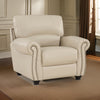 Kia 37 Inch Accent Chair Cream Top Grain and Faux Leather Brown Wood By Casagear Home BM315504