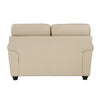 Kia 63 Inch Loveseat Cream Top Grain and Faux Leather Brown Solid Wood By Casagear Home BM315505