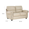 Kia 63 Inch Loveseat Cream Top Grain and Faux Leather Brown Solid Wood By Casagear Home BM315505