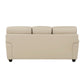 Kia 84 Inch Sofa Cream Top Grain and Faux Leather Brown Solid Wood By Casagear Home BM315506