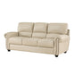 Kia 84 Inch Sofa Cream Top Grain and Faux Leather Brown Solid Wood By Casagear Home BM315506