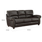 Kia 84 Inch Sofa Dark Brown Top Grain and Faux Leather Solid Wood By Casagear Home BM315509