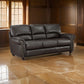 Kia 84 Inch Sofa Dark Brown Top Grain and Faux Leather Solid Wood By Casagear Home BM315509