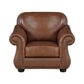 Boro 40 Inch Accent Chair Brown Top Grain and Faux Leather Solid Wood By Casagear Home BM315510