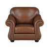 Boro 40 Inch Accent Chair Brown Top Grain and Faux Leather Solid Wood By Casagear Home BM315510